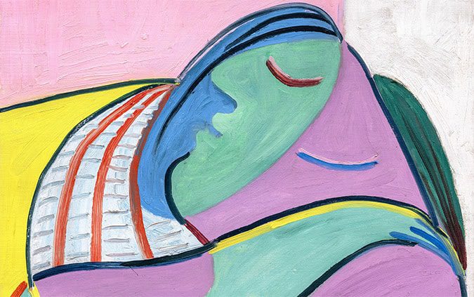 Title: “Picasso’s Femme Endormie: A Radiant Oasis Amidst Turmoil”